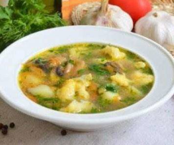 Грибной суп с клецками