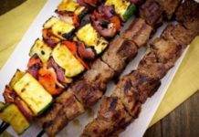 Мягкий шашлык из говядины с овощами Мягкий шашлык из говядины с овощами